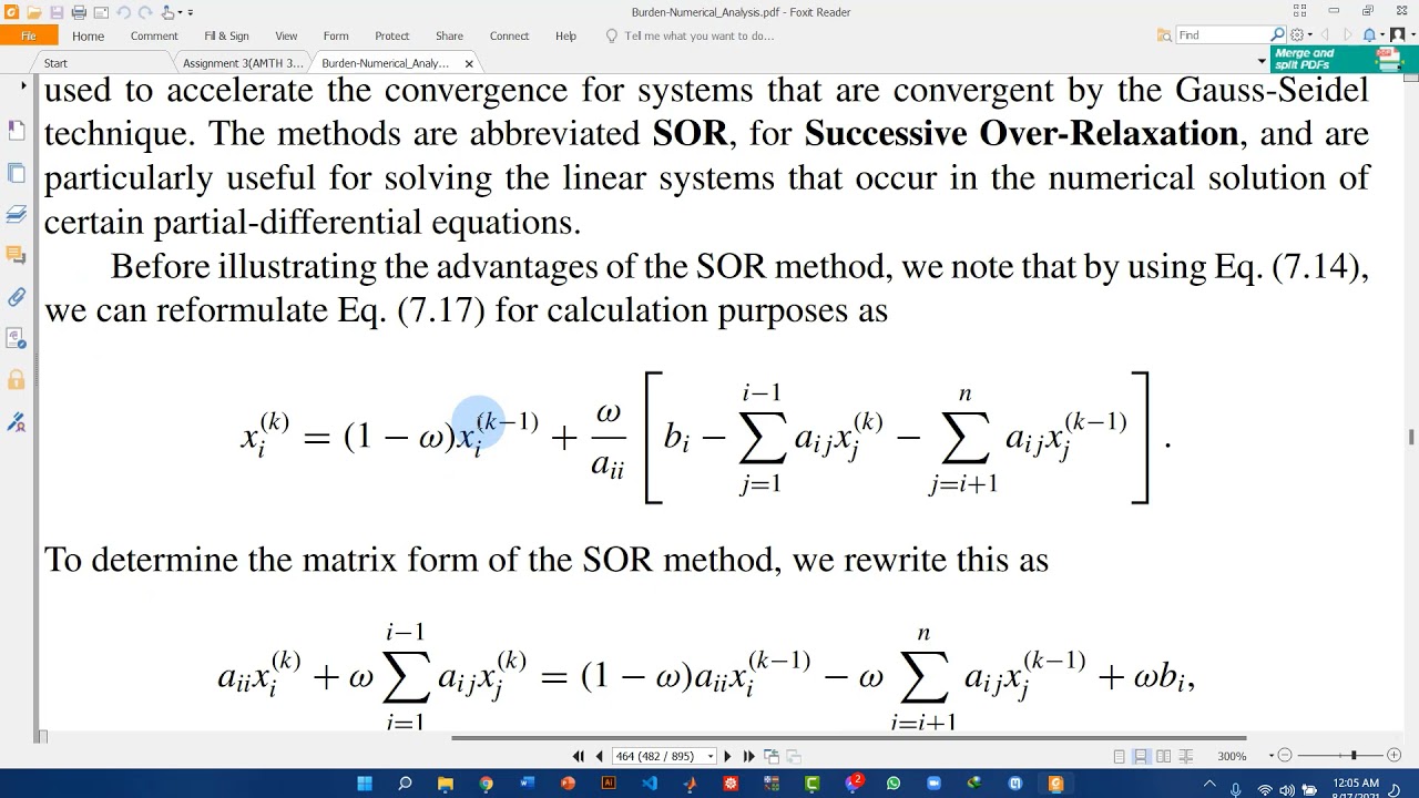 SOR Method | Successive Over Relaxation | System Of Linear Equations In ...