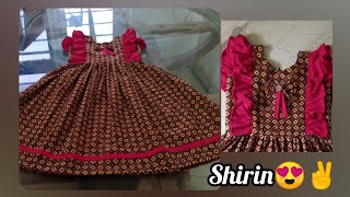 simple frock cutting and stitching..  simple frilled frock making in easy way.. 😍👍