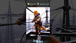 The cat is working on electric power lines 💡sad cute cats #ai #catlover #shorts #cats #electrical