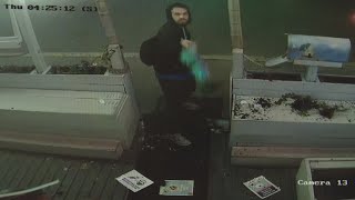 Surveillance footage shows suspect after racist graffiti, vandalism discovered at North Side bar