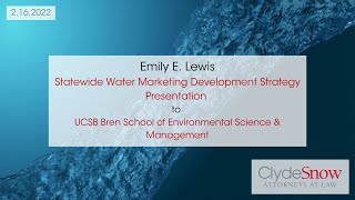 Emily E. Lewis Presentation to UCSB Bren School of Environmental Science & Management