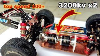 Modified wltoys 144001  with 2 3200kv brushless motors  โมรถบังคับใส่มอเตอร์3200kv 2ตัว แรงจัด!