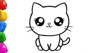 How To Draw A Kitty Cat Easy | kitten Draw and Color A Cat Drawing for Kids / Hello kitty / kitty/