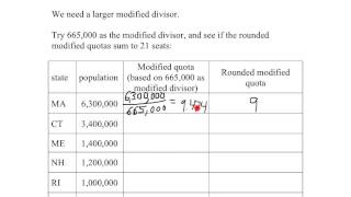 Math 103 Apportionment 17: Webster's method