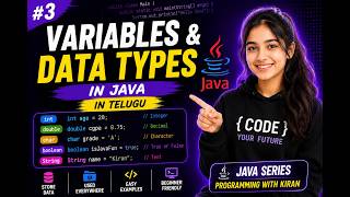 Variables & Data Types in Java Telugu | Java Tutorial #3 🚀 #1000subscriber