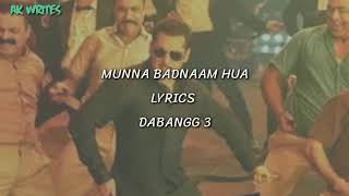 Munna Badnaam Hua lyrics Dabangg 3 ( Full Song ) | Baadshah | Salman KHAN