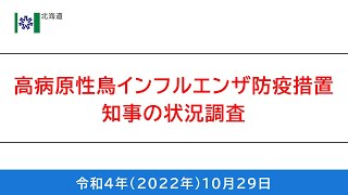 高病原性鳥インフルエンザ防疫措置　知事による状況調査（令和４年１０月２９日）