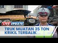 Truk Muatan 35 Ton Kerikil Terbalik Akibat Tanah Amblas di Medan Sunggal, Material Timbun Teras Ruko