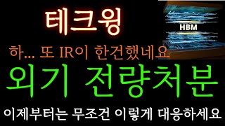 [테크윙 분석] 또 IR이 한건했네요 외국인 기관 전량처분! 이제부터는 무조건 \