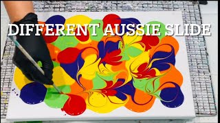 WOW 🤩 DIFFERENT Super colourful acrylic fluid puddle pouring TECHNIQUE with Aussie slide