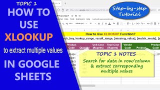 Google Sheets | XLOOKUP | Function | Extract Multiple Values | Example | Spreadsheet | Tutorial