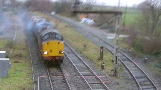 Holywell Junction 4.3.2016 - DRS 37602 \u0026 37605 on the Flasks - clag noise