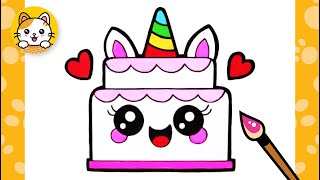 How to draw Unicorn Cake Super Simple & Easy