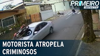 Motorista atropela criminosos que pilotavam moto no ABC Paulista | Primeiro Impacto (07/10/22)
