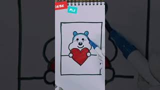 How To Draw A Cute Polar Bear And Love 💓 Hearts by : tutorial #shorts #viralshorts #short #viral