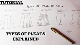 How to draw Different Types Pleats on Skirt | Draw pleated skirt step by step | Fashion illustration