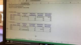 Interpreting Sensitivity Analysis on Excel Solver