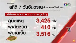 สถิติวันที่ 6 ในช่วง 7 วันอันตรายปีใหม่ 62 ตายแล้ว 410 ราย โคราชครองแชมป์