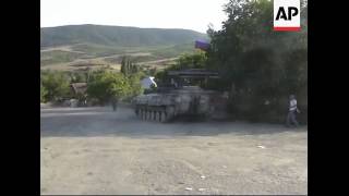 Convoy of Russian army vehicles on road from Gori to Tbilisi