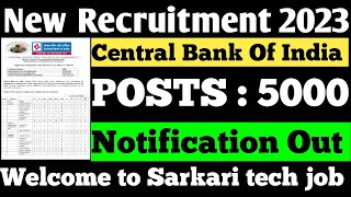 Central Bank of India Recruitment 2023 |Central bank of india apprentice recruitment 2023