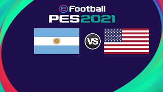 Game play between Argentina VS USA on PES 2021 sports,association football (sport),u.s. soccer