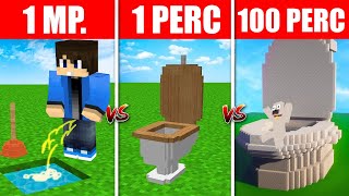 1 MÁSODPERC 1 PERC ÉS 100 PERC WC ÉPITŐ KIHÍVÁS A MINECRAFTBAN!