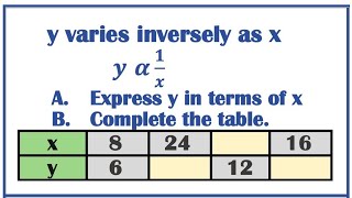 Inverse proportion table