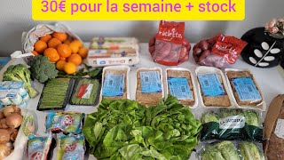 Retour de course petit budget spécial produits frais + stock alimentaire de secours à 30€