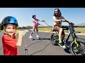 SPiN to CHOOSE our DAY!! Adley & Niko ski behind my Bike! then Family Games & PiRATE CRABS CARTOON