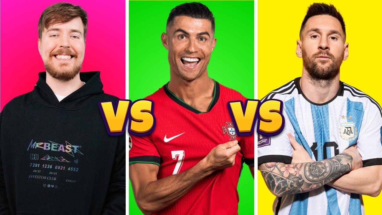 Comparison Mrbeast Vs Ronaldo Vs Messi Youtube
