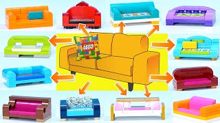 13 couches, all built off the same base 🛋 how to build a Lego lounge with the pieces you have *EASY*