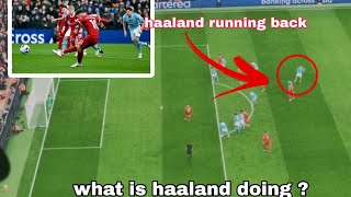 Haaland running toward liverpool goal post for a counter attack during mac allister penalty😅😅😅