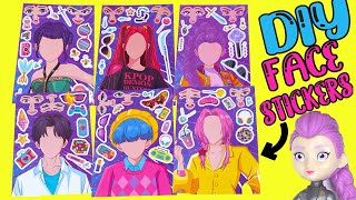 KPOP Hunters DIY Silly Face Stickers with Rumi, Mira, Zoey, Jinu Dolls