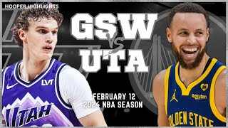 Golden State Warriors vs Utah Jazz Full Game Highlights | Feb 12 | 2024 NBA Season