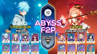 [F2P] Chongyun Melt \u0026 Yanfei Fireworks | Spiral Abyss 5.3 | Genshin Impact