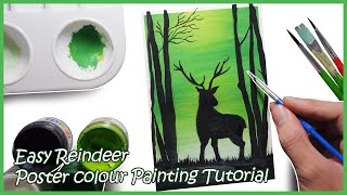 Easy Reindeer poster colour painting tutorial / jd art