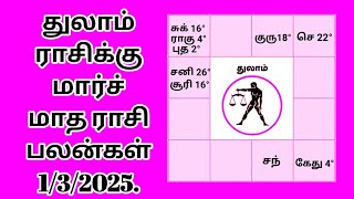 துலாம் ராசிக்கு மார்ச் மாத ராசிபலன்கள் thulam rasikku March matha rasi Palangal 1/3/2025.