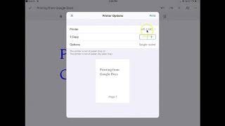 iPad Printing from Google Docs