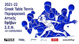 2021-22 Greek Table Tennis Περιφερειακό Αττικής Εφήβων Παντελής Αϊβατίδης-Κώστας Μεσσαριτάκης 12/03