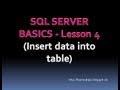 SQL SERVER BASICS - Lesson 4 (Insert data into table)