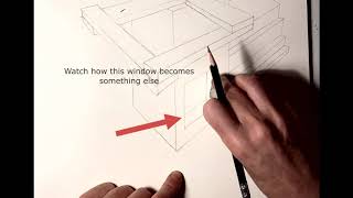 Advanced Perspective drawing with optical illusions - pencil drawing of an impossible city