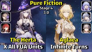 E0S1 The Herta x All FUA Units & E0S1 Aglaea Infinite Turns | NEW Pure Fiction | HSR 3.0