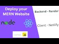 Deploy your MERN app (Node & React) to Render & Netlify