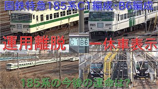 【国鉄特急185系B6編成とC1編成両方とも運用離脱】185系両編成に一休車表示が貼られた