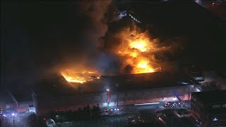 Crews battling massive fire at warehouse in Abington Township, Pa.