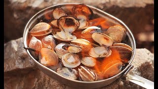 볏짚 조개구이 / Grilled shellfish / Bushcraft Camping Cooking / 캠핑요리 / 캠핑한끼