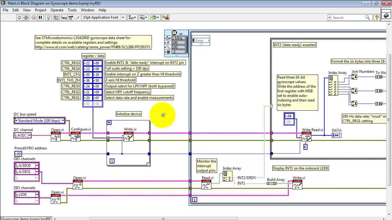 NI MyRIO: "Gyroscope Demo" LabVIEW Project - YouTube