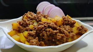 আলু দিয়ে গরুর কিমা রেসিপি।alu diye beef kima vuna resipi।