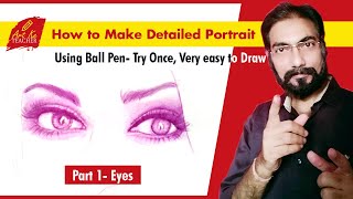 How to draw face using ball pen Episode 02 I Eye Sketch by ball Pen
