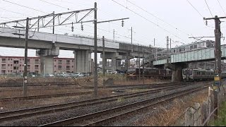 仙台車両センター付近を同時に通過する列車たち